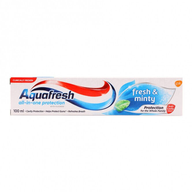 6 AQUAFRESH FRESH & MINTY All in One Protection Family Toothpaste 100ml