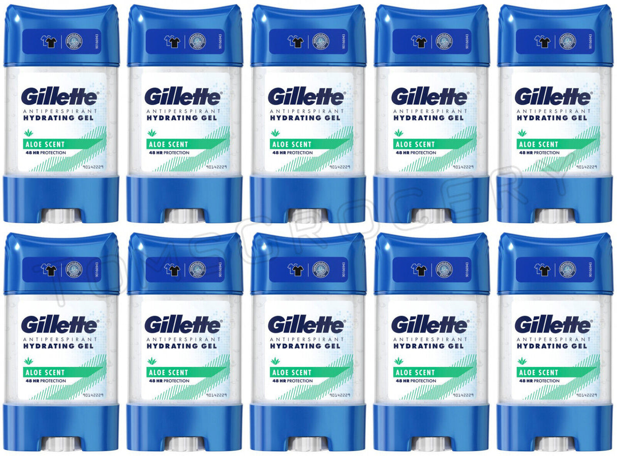 10 GILLETTE ALOE SCENT 48h Protection Antiperspirant Hydrating Gel Stick 70ml