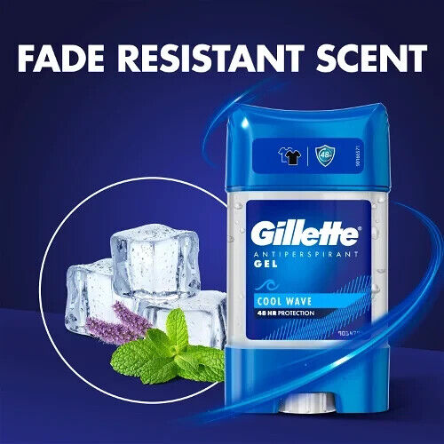 GILLETTE COOL WAVE Antiperspirant Gel Stick 48h Protection For Men 70ml