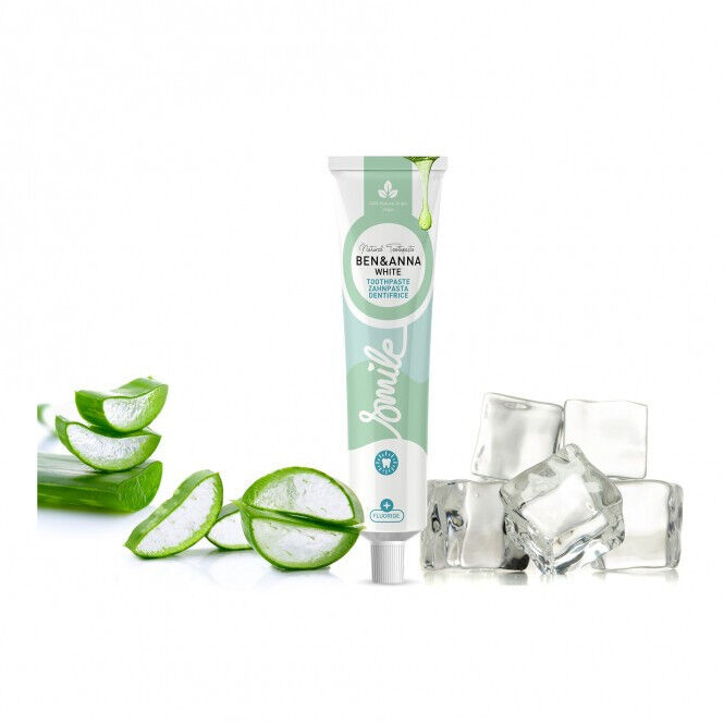 3 BEN & ANNA WHITE Natural Whitening Vegan Fluoride Toothpaste 75ml 2.5fl. oz
