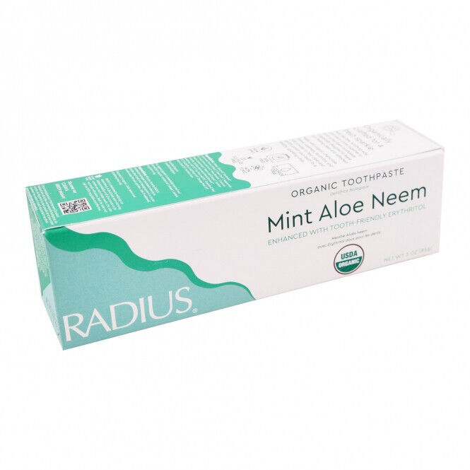 3 RADIUS Mint Aloe Neem Organic Daily Toothpaste for Sensitive Teeth 85g 3oz