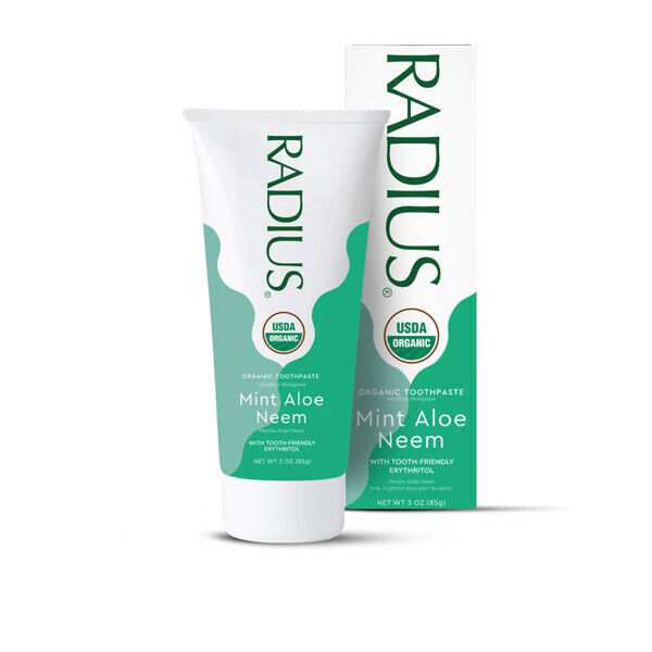 3 RADIUS Mint Aloe Neem Organic Daily Toothpaste for Sensitive Teeth 85g 3oz