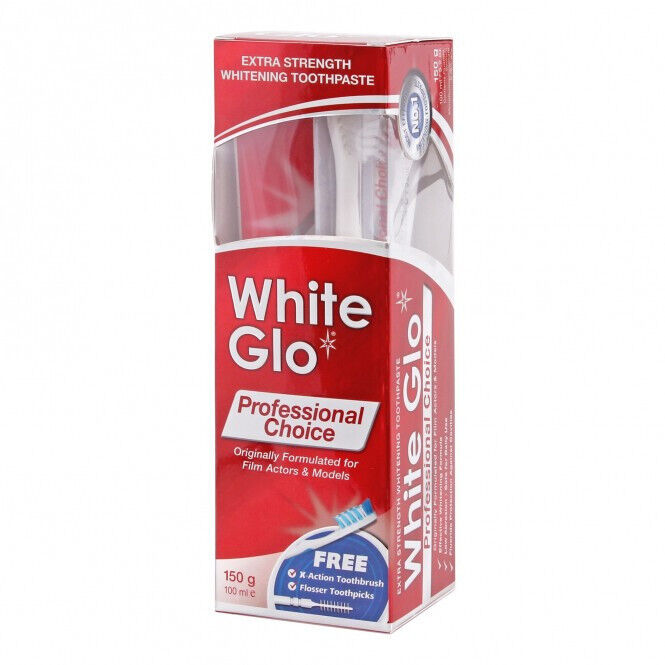 WHITE GLO Professional Choice Extra Strength Whitening Toothpaste Kit 100ml