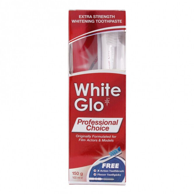WHITE GLO Professional Choice Extra Strength Whitening Toothpaste Kit 100ml