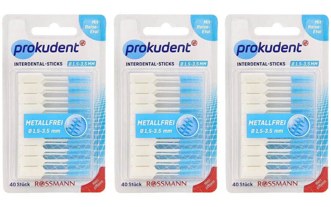 3 PROKUDENT Interdental Sticks Rubber Toothpicks Size XS 1.5-3.5mm 40pcs