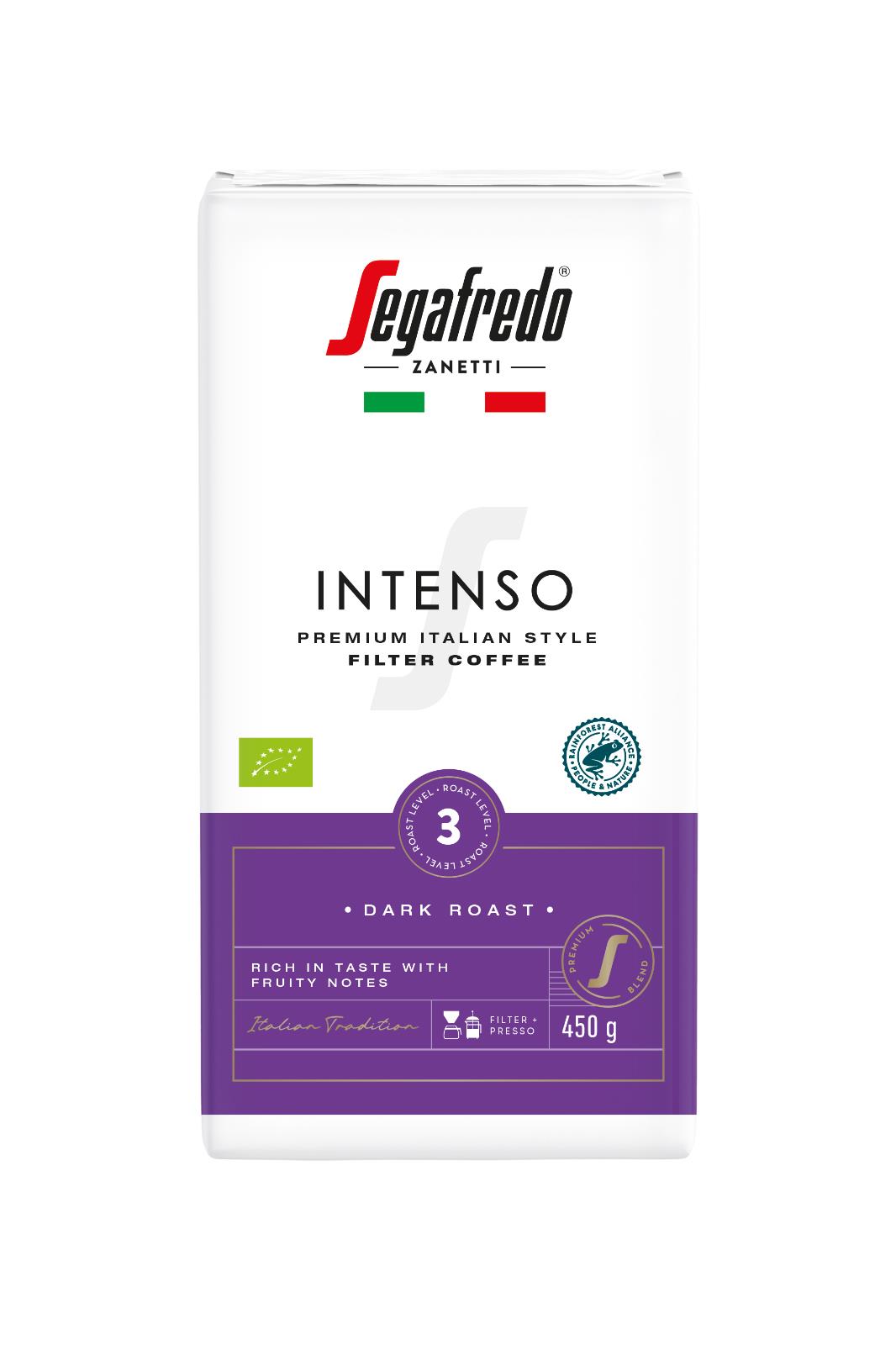 3 SEGAFREDO INTENSO Premium Italian Style Filter Coffee Dark Roast 450g 16oz