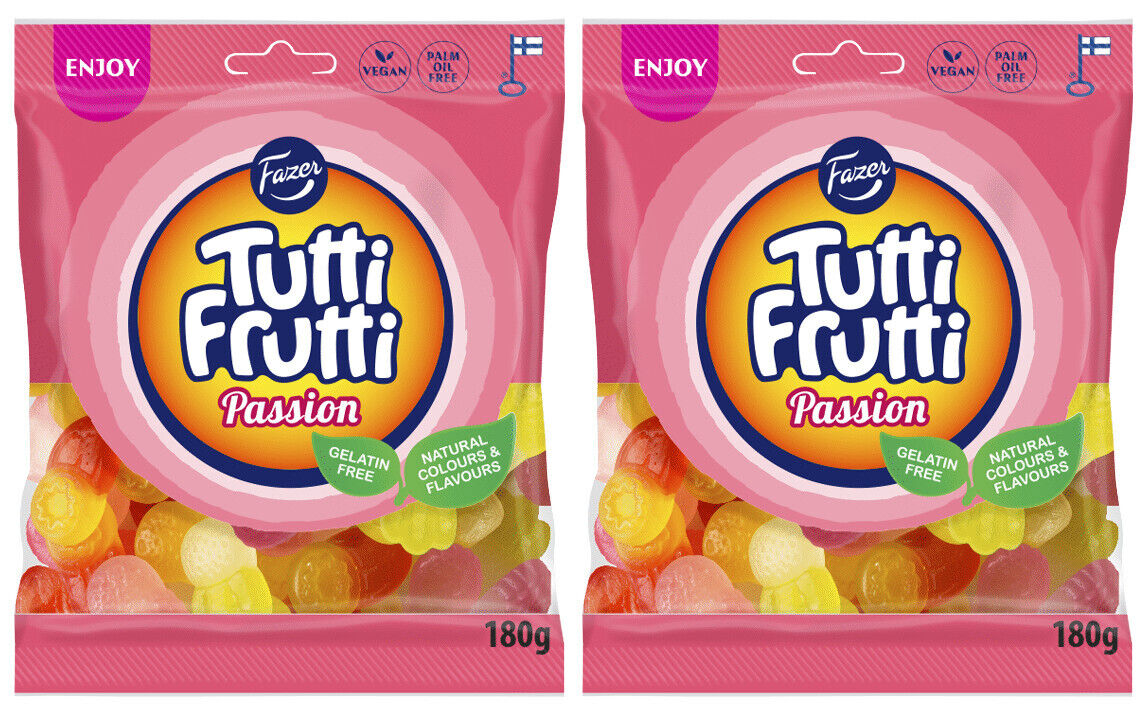 2 FAZER TUTTI FRUTTI Passion Fruit Flavor Gummy Candy Party Sweets 180g 6.3oz