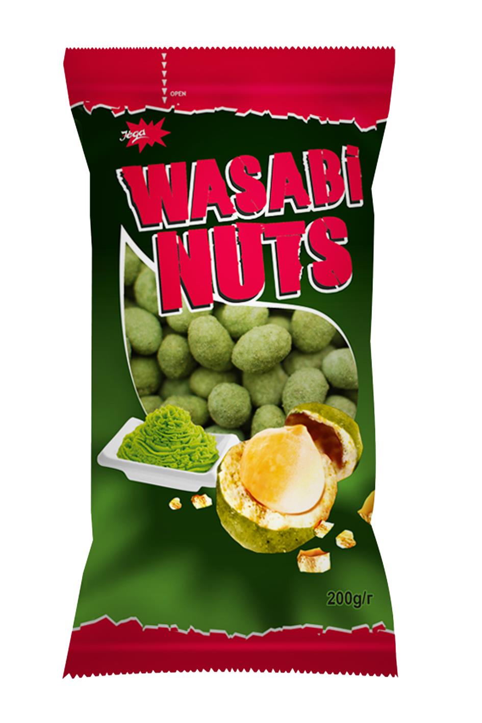 JEGA WASABI Flavor Crispy Coated Peanuts Snacks 4 x 200g 7oz