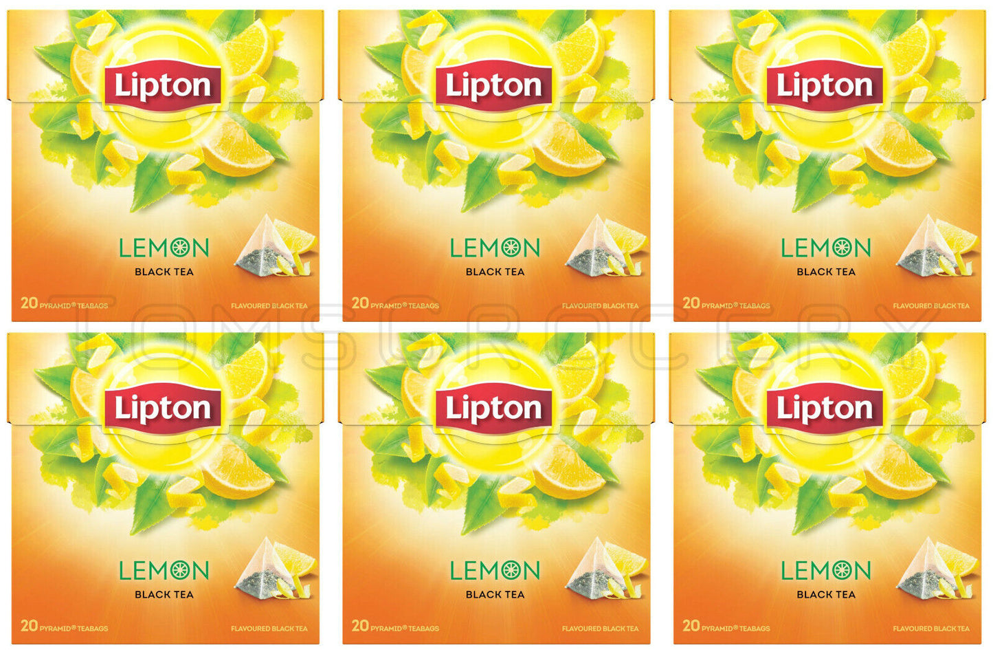 6 LIPTON LEMON Flavor Black Tea 20 Silk Pyramid Bags Boxes 34g (1.2oz)