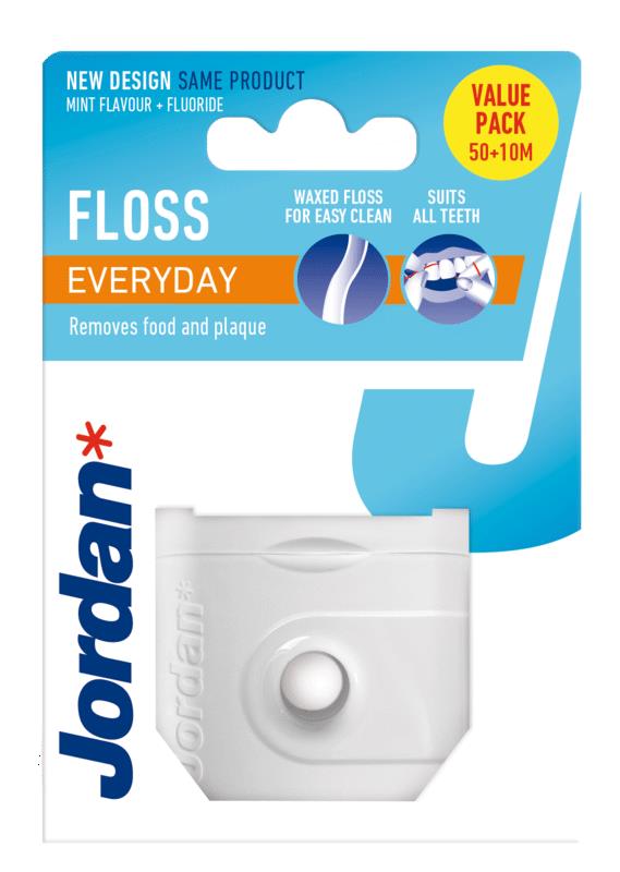 6 JORDAN EVERYDAY Floss Mint Flavor Fluoride Daily Easy Clean 60m per pack