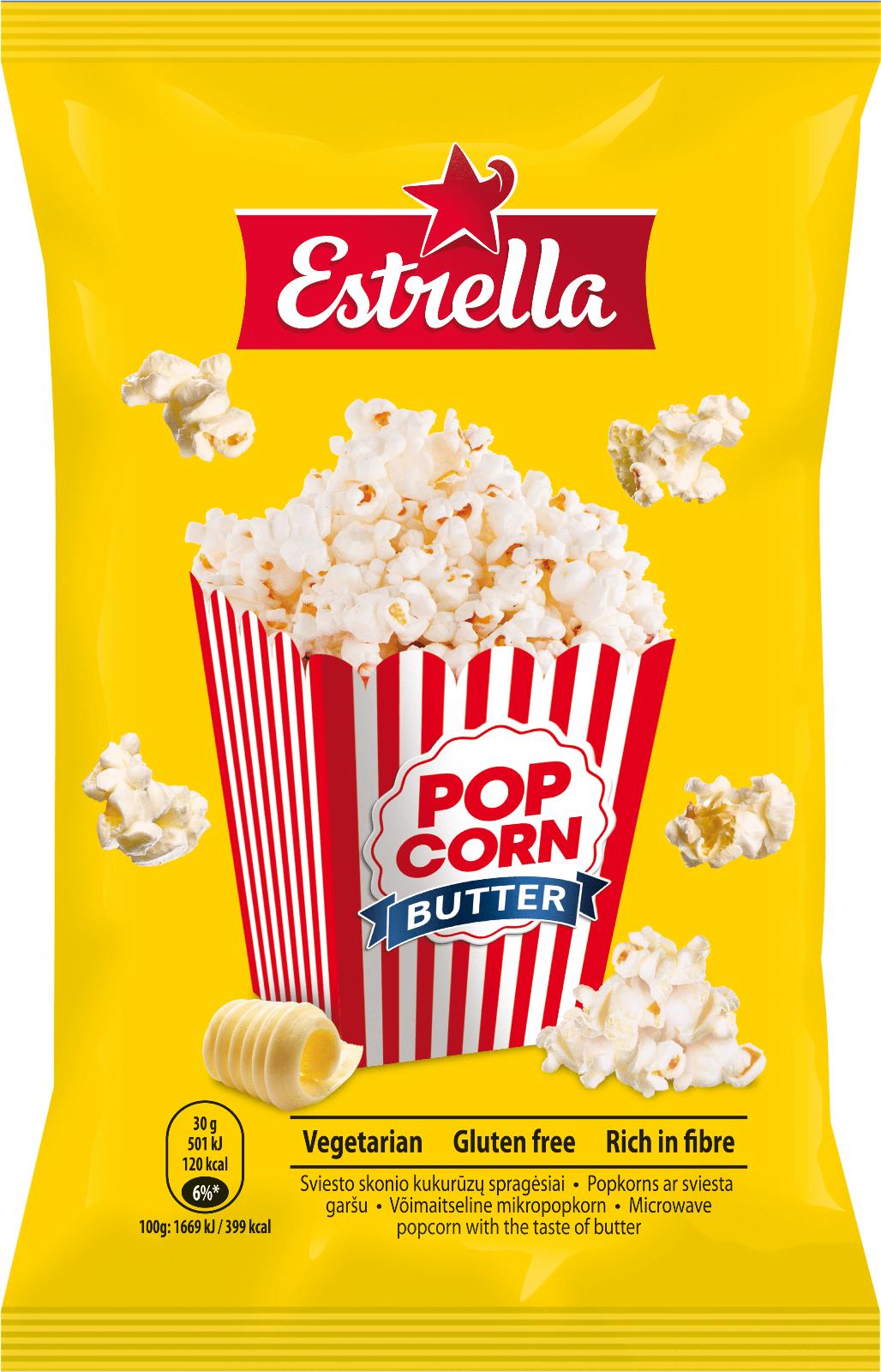8 BAGS ESTRELLA Microwave Pop Corn Bundle Party Snacks 90g 3.2oz