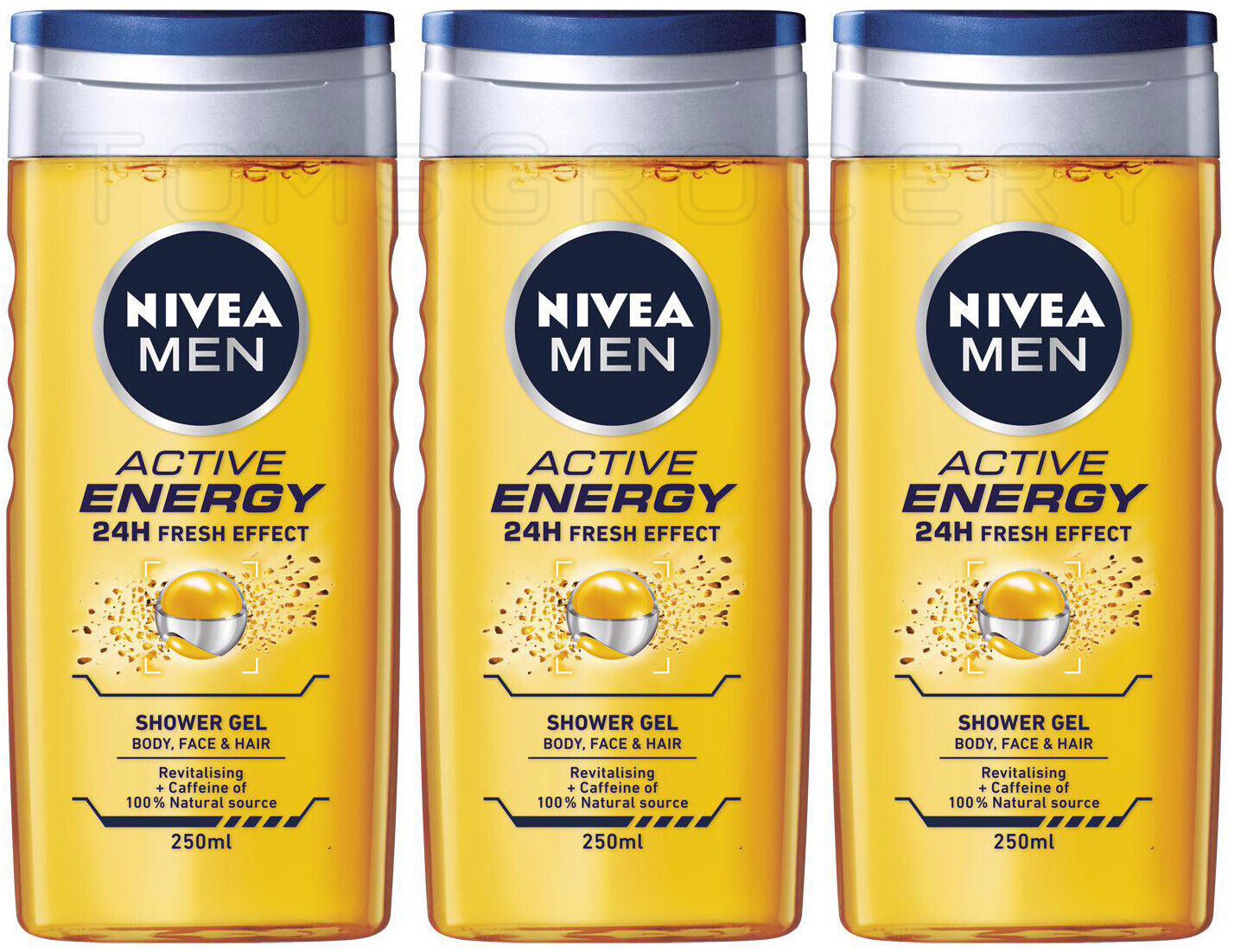 3 NIVEA MEN ACTIVE ENERGY Revitalizing Shower Gel with Caffeine 250ml