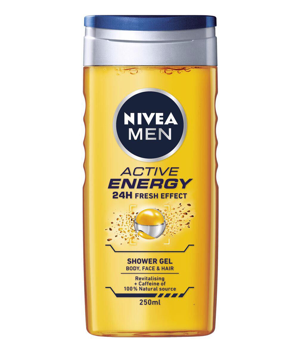 3 NIVEA MEN ACTIVE ENERGY Revitalizing Shower Gel with Caffeine 250ml