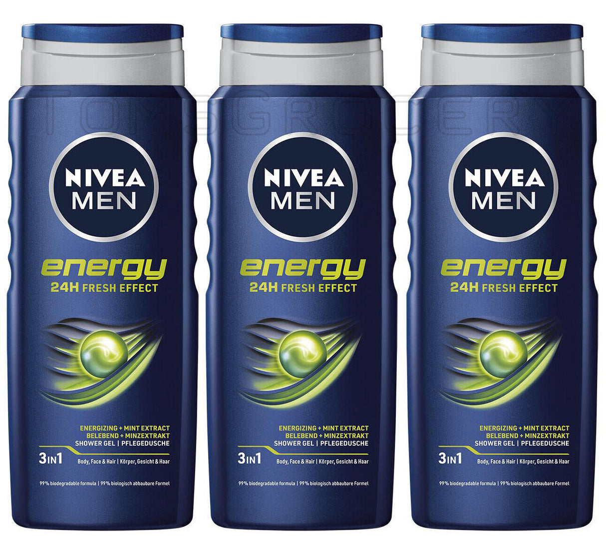 3 NIVEA MEN ENERGY 24h Fresh Effect Energizing Shower Gel with Mint 500ml