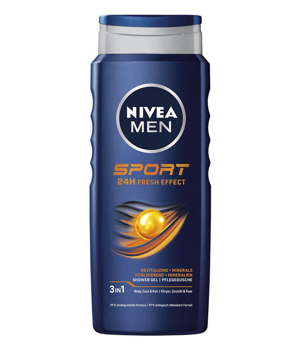3 NIVEA MEN SPORT 24h Fresh Effect Revitalizing Shower Gel with Minerals 500ml