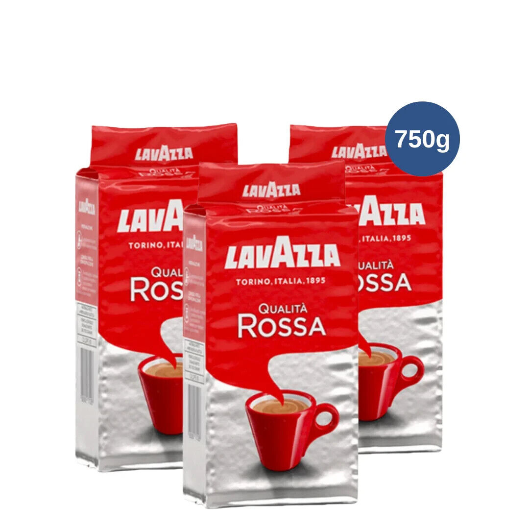 3 LAVAZZA QUALITA ROSSA Rich & Full Bodied Italian Ground Coffee 250g 8.8oz