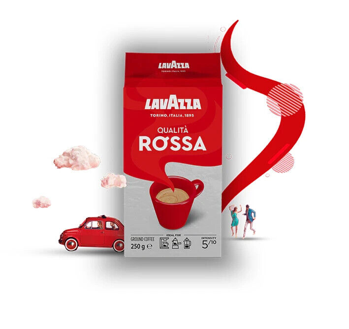 3 LAVAZZA QUALITA ROSSA Rich & Full Bodied Italian Ground Coffee 250g 8.8oz