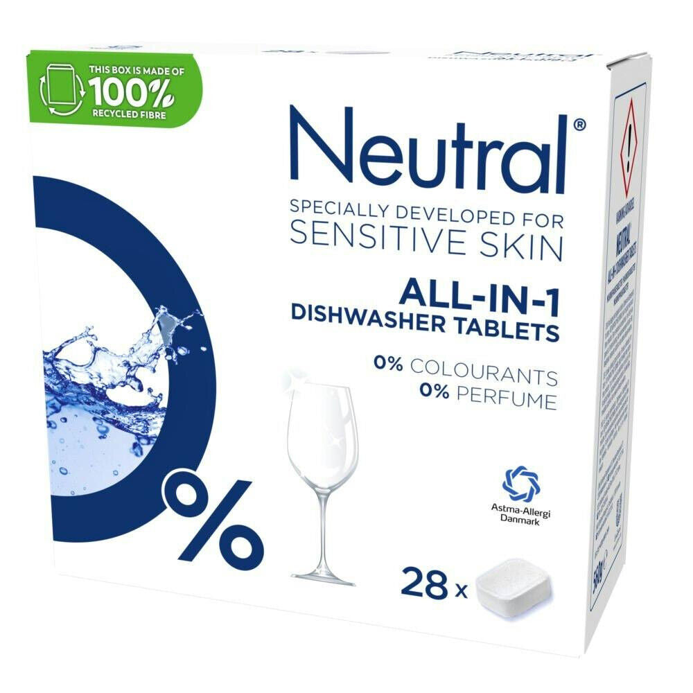 NEUTRAL 0% Dishwasher Tablets For Sensitive Skin 0% Colourants 0% Perfume 28pack