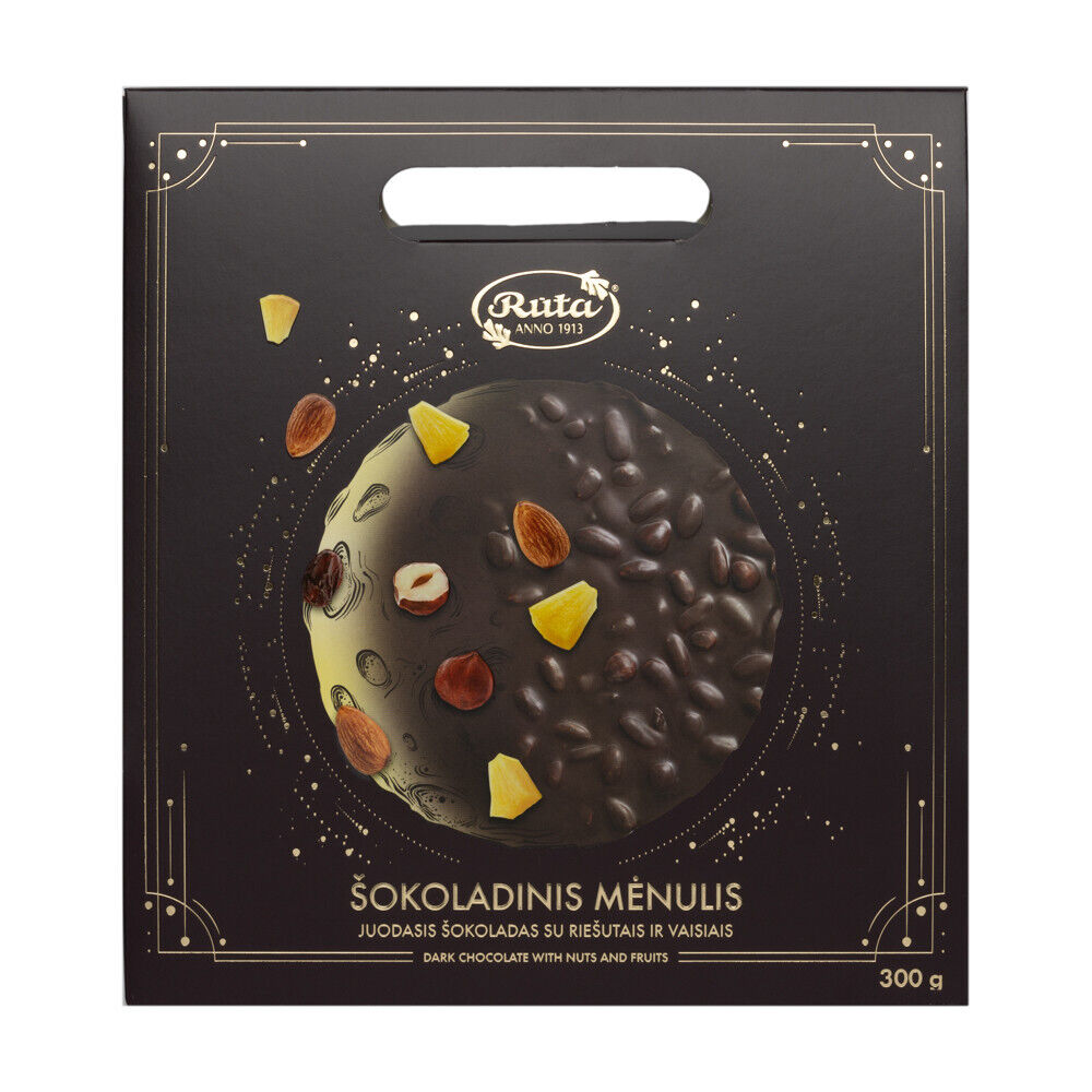 RUTA CHOCOLATE MOON Rounded Dark Chocolate Bar with Nuts and Fruits 300g 10.5oz