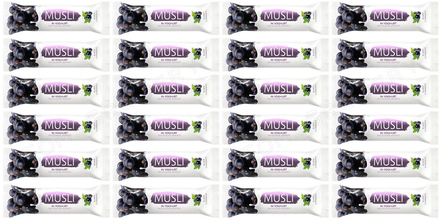 24 TEKMAR MUSLI Blackcurrant & Yogurt Breakfast Cereal Bars Snacks 30g 1.05oz
