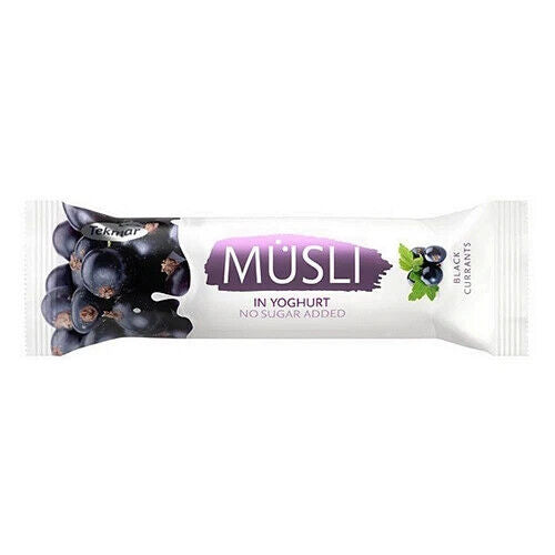 24 TEKMAR MUSLI Blackcurrant & Yogurt Breakfast Cereal Bars Snacks 30g 1.05oz