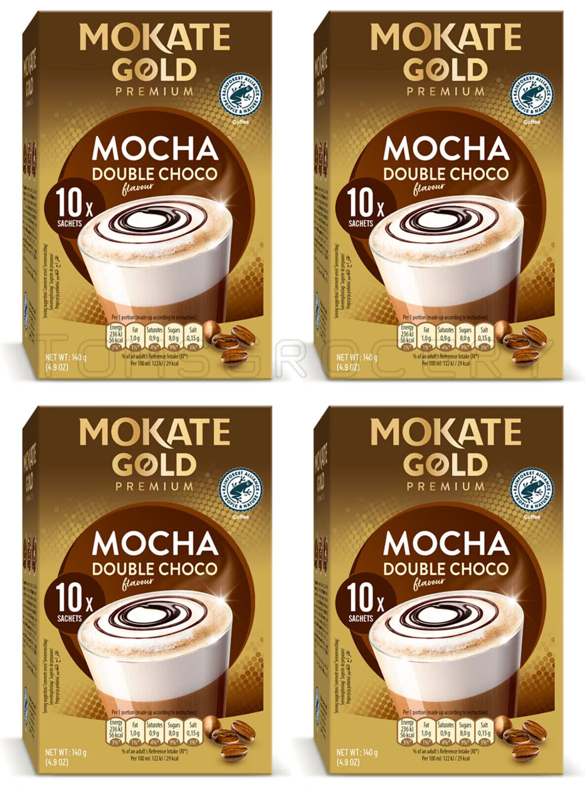4 MOKATE GOLD PREMIUM MOCHA DOUBLE CHOCO Instant Coffee Boxes 140g 5oz