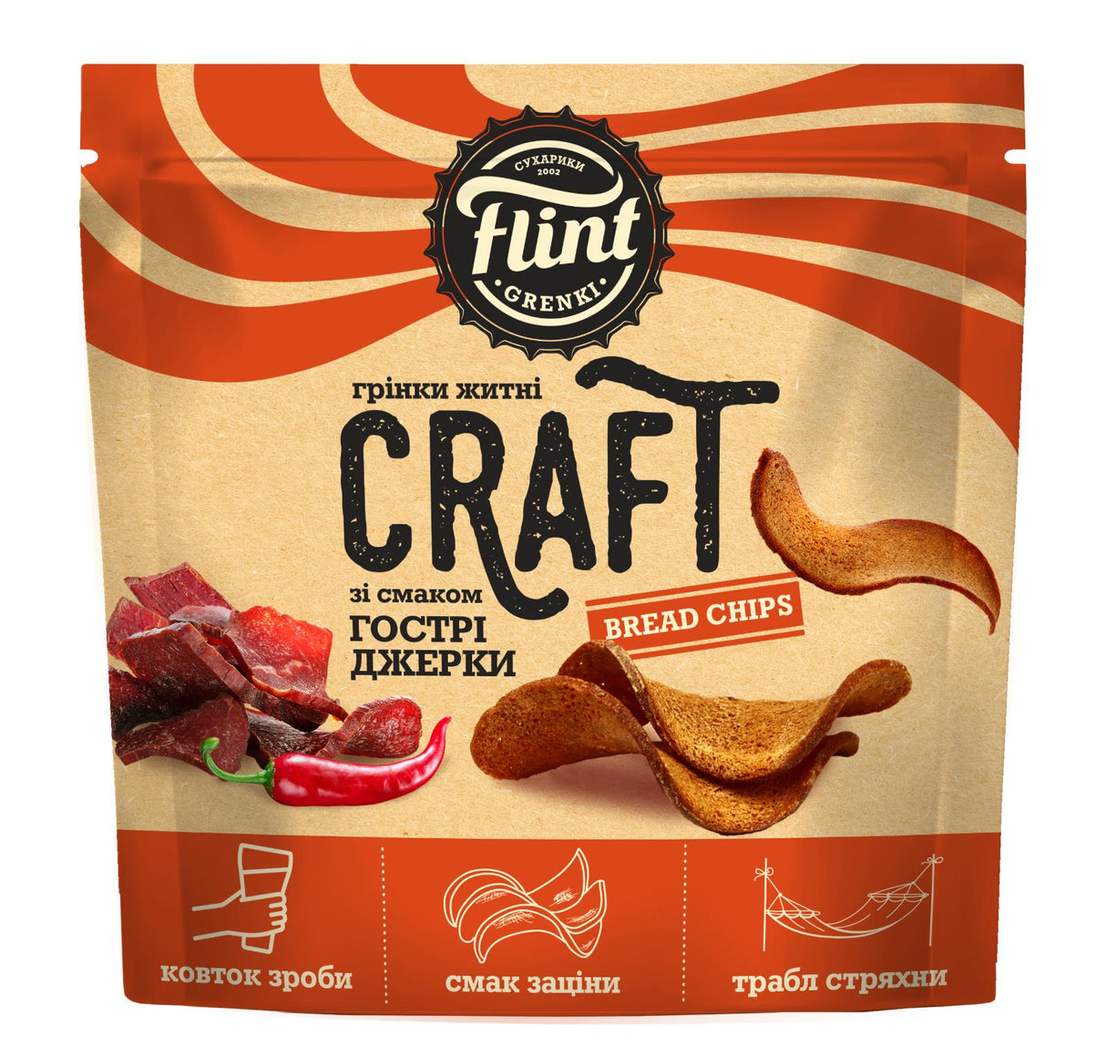 4 FLINT CRAFT SPICY JERKY Bread Chips Baked Bread Crisps Beer Snacks 90g 3.1oz