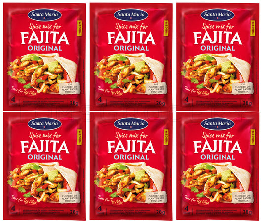 6 SANTA MARIA FAJITA Original Spice Mix Packs for Tacos Nachos TexMex Dishes 28g