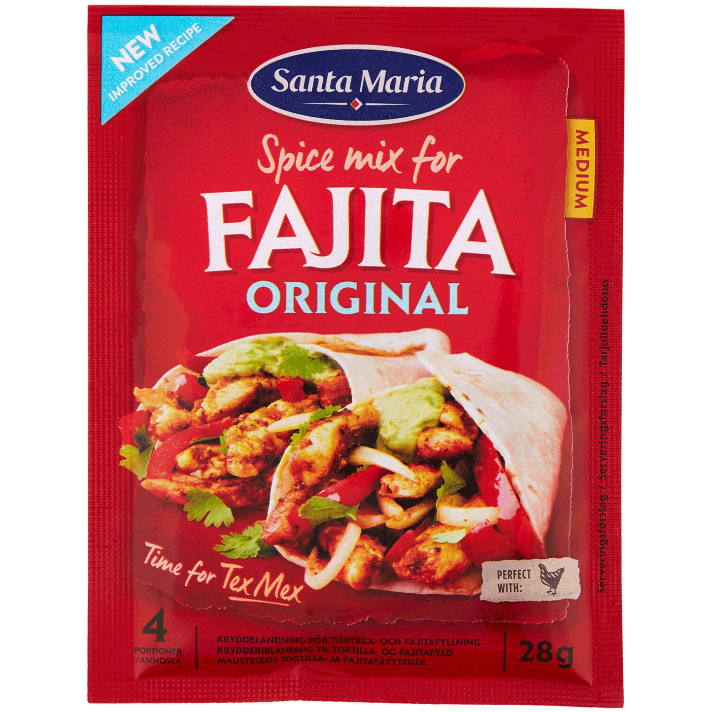 6 SANTA MARIA FAJITA Original Spice Mix Packs for Tacos Nachos TexMex Dishes 28g