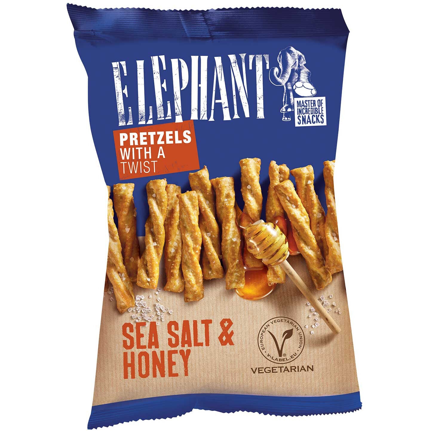 3 ELEPHANT Baked Twist Pretzels Sea Salt & Honey Flavor Snacks 70g 2.5oz
