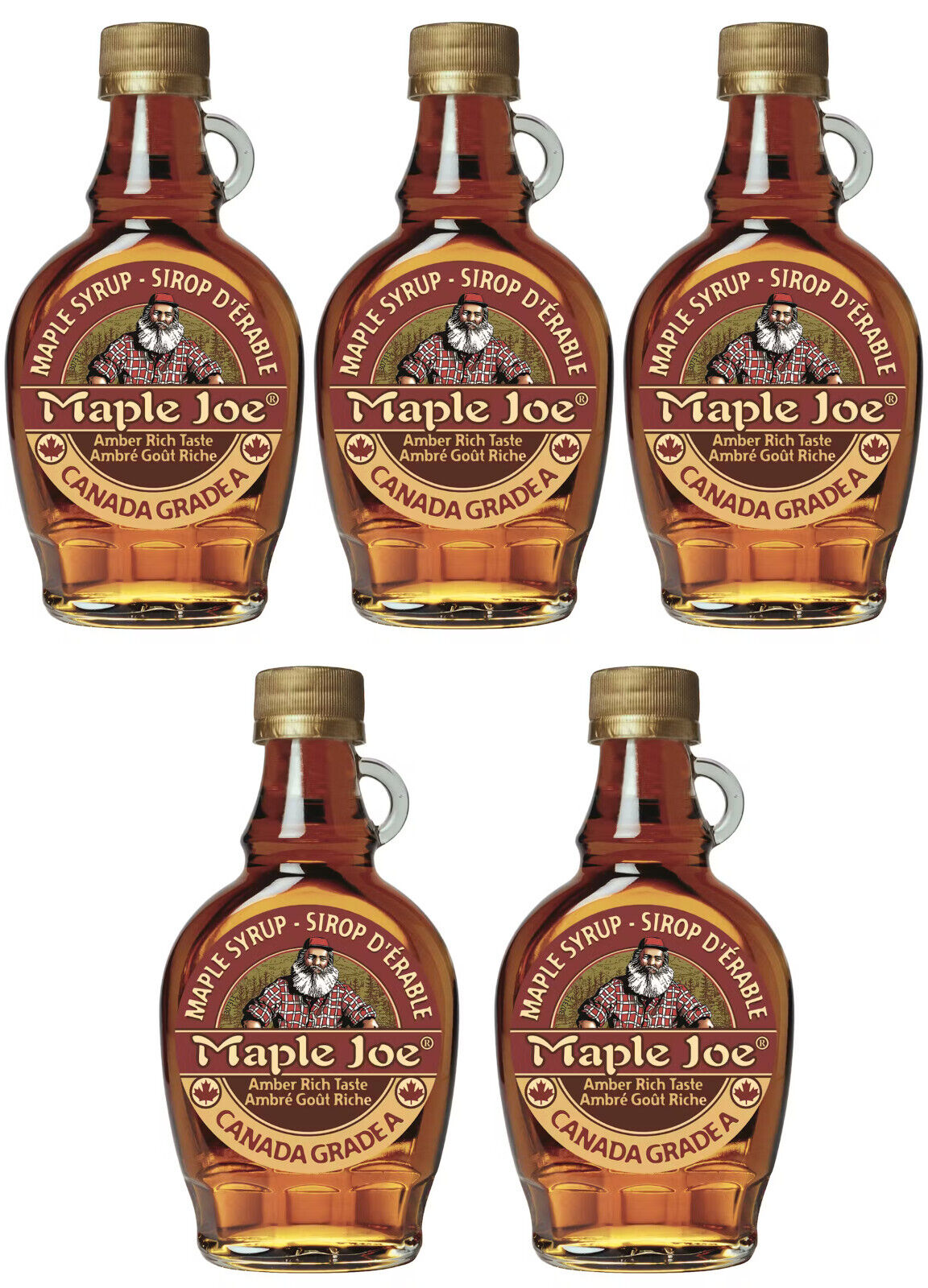 5 MAPLE JOE Maple Syrup Bottles Canada Grade A Amber Rich Taste 190ml