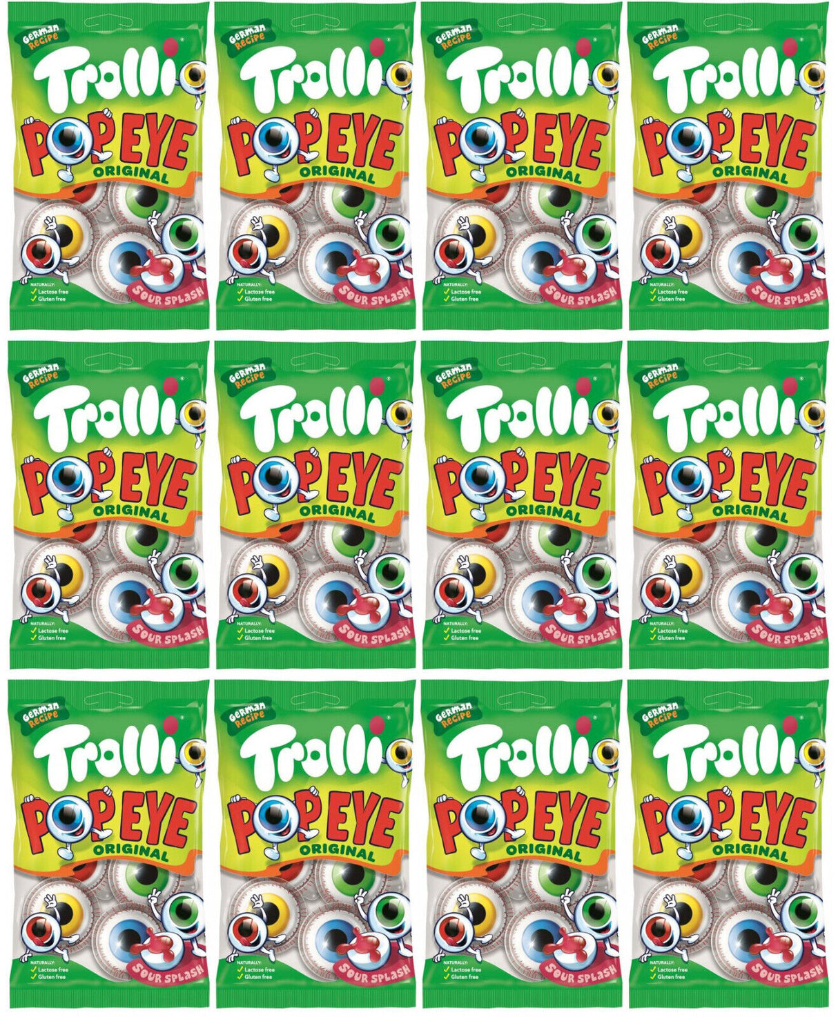 12 TROLLI POP EYE Original Sour Splash Gluten Free Gummy Candy Party Sweets 75g