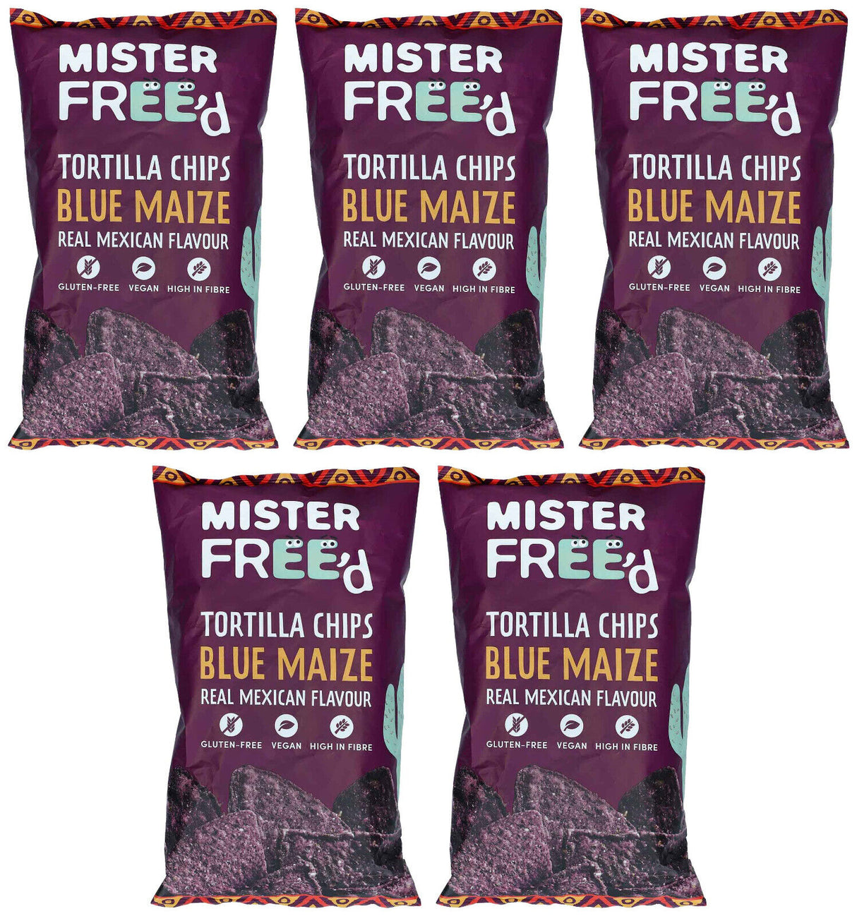 5 MISTER FREED BLUE MAIZE Tortilla Chips Real Mexican Flavor Snacks 135g 4.7oz