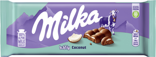 MILKA BUBBLY COCONUT Alpine Milk Chocolate Bar 97g 3.42oz