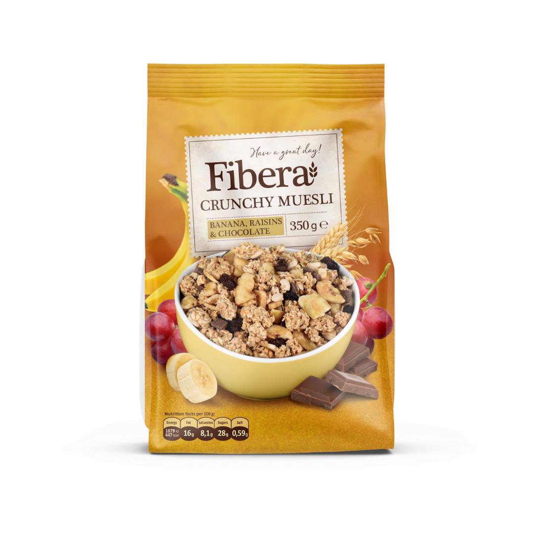FIBERA CRUNCHY MUESLI with Banana, Raisins & Chocolate 350g