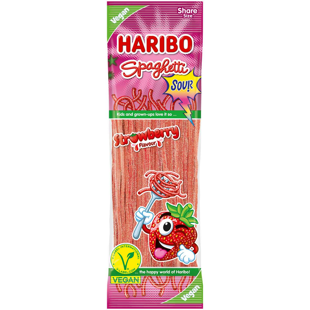 HARIBO SOUR SPAGHETTI Strawberry Flavor Gummi Candies 200g
