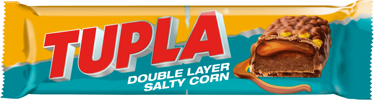 TUPLA DOUBLE LAYER SALTY CORN Flavor Chocolate Bar Candy Sweets 48g
