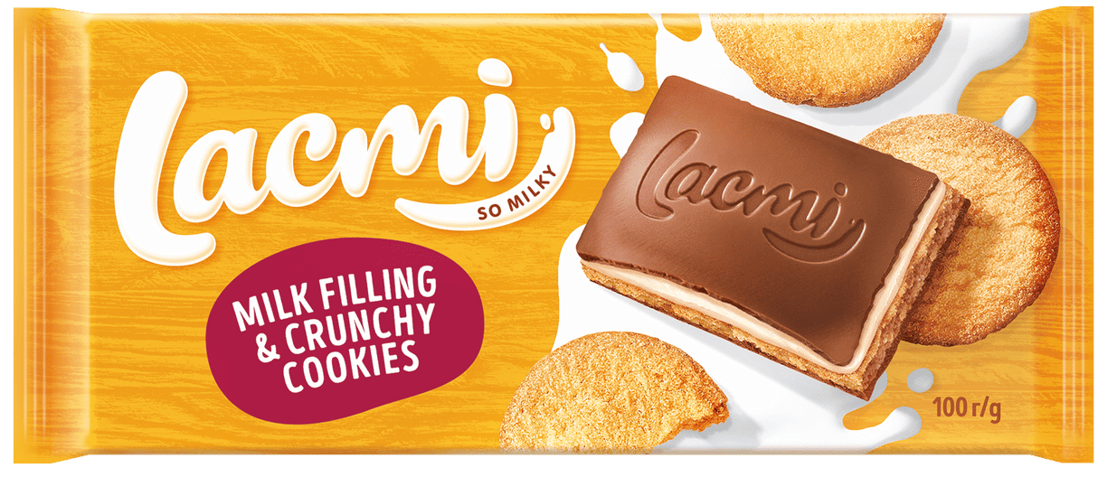 ROSHEN LACMI Milk Filling & Crunchy Cookies Flavor Chocolate Bar 100g