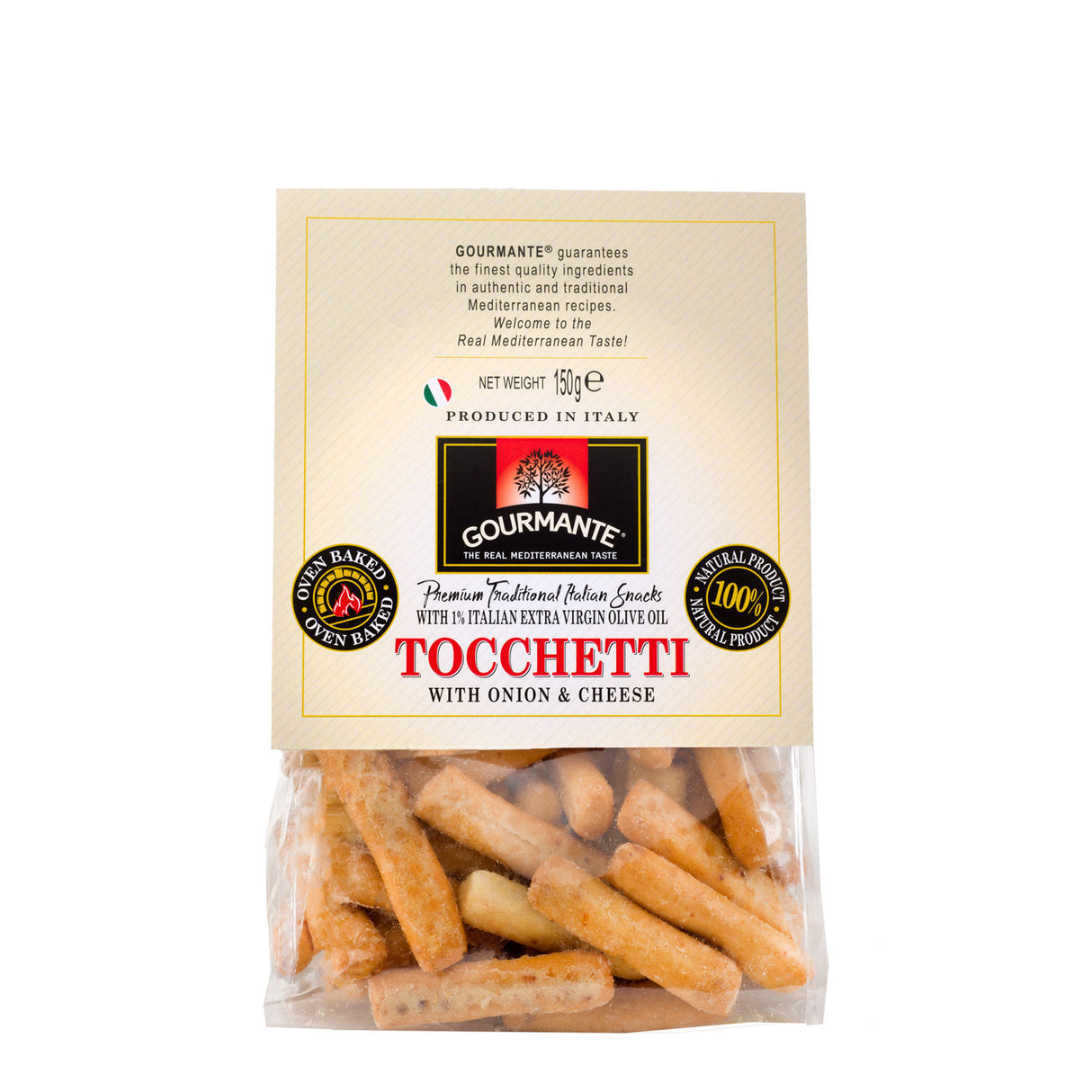 GOURMANTE Tocchetti with Onion & Cheese Traditional Italian Bread Snacks 150g