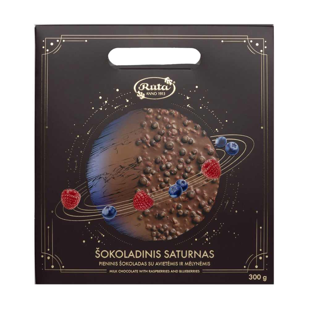 RUTA Chocolate Saturn Round Chocolate Bar with Raspberries & Blueberries 300g