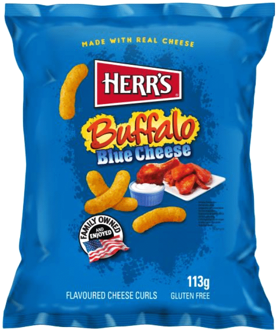 HERR'S BUFFALO BLUE CHEESE Flavor Cheese Curls Puffed Snacks 113g