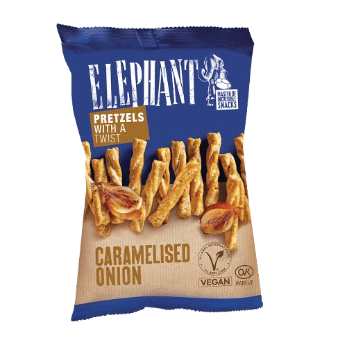 ELEPHANT Twisted Pretzels Caramelised Onion Flavor Snacks 70g 2.46oz