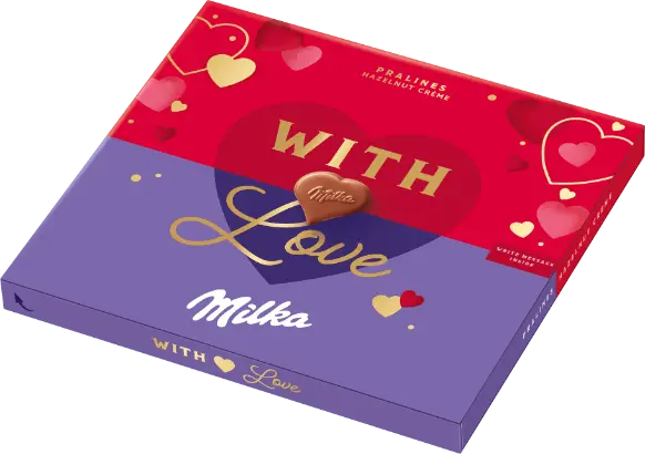 MILKA WITH LOVE Heart Shaped Chocolate Pralines Sweets Gift Box 110g 3.88oz