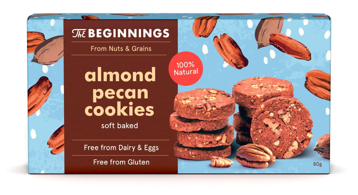 THE BEGINNINGS Soft Baked Almond Pecan Cookies 100% Natural 80g