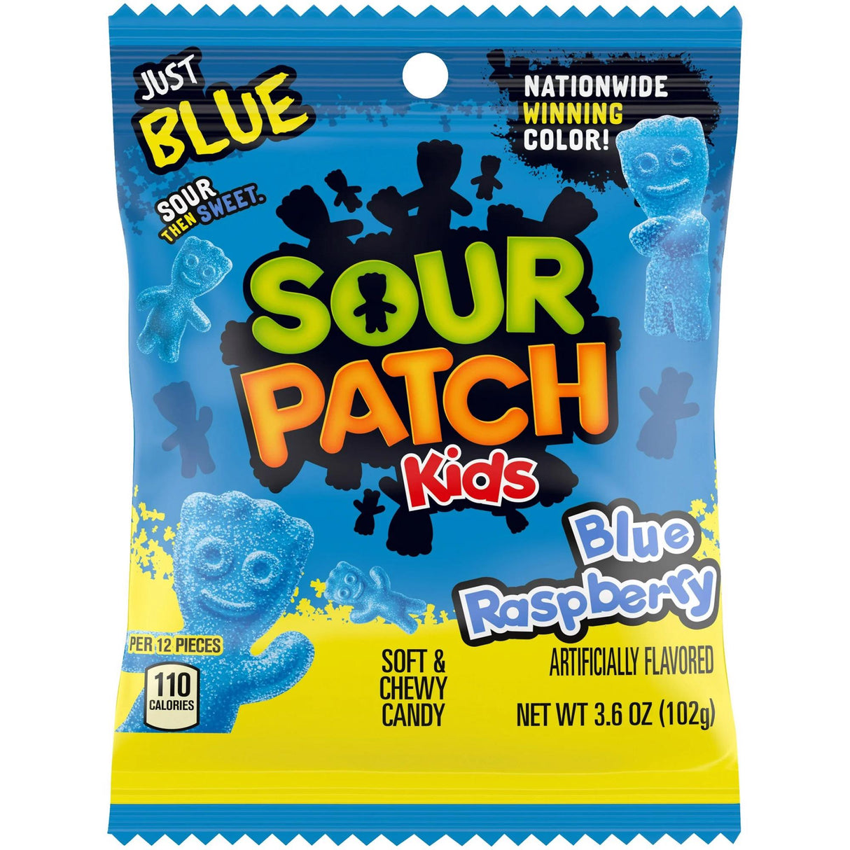 SOUR PATCH Kids Sugar Coated Blue Raspberry Flavor Gummi Candies 102g