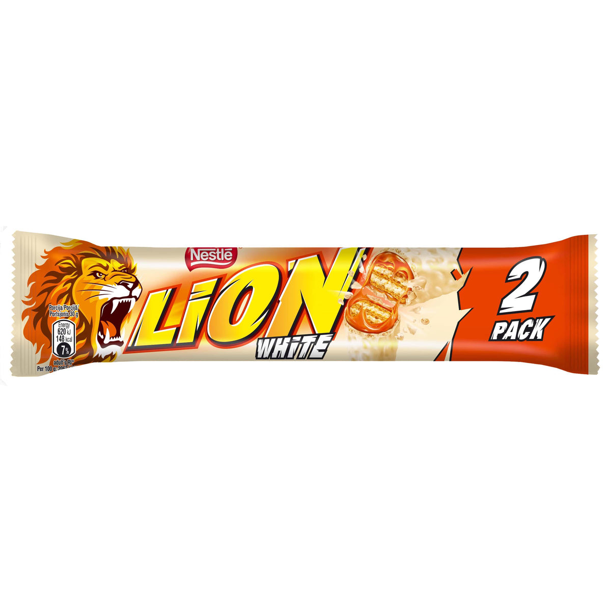 LION WHITE 2PACK Chocolate Bar with Wafer, Caramel & Crisps 60g