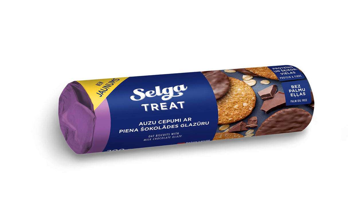 SELGA TREAT Oat Cookies with Chocolate Glaze 200g