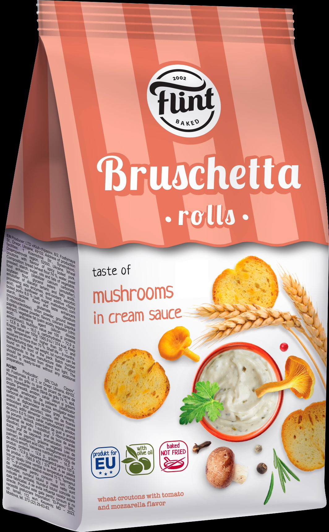 FLINT Bruschetta Rolls Mushroom & Cream Flavor 65g