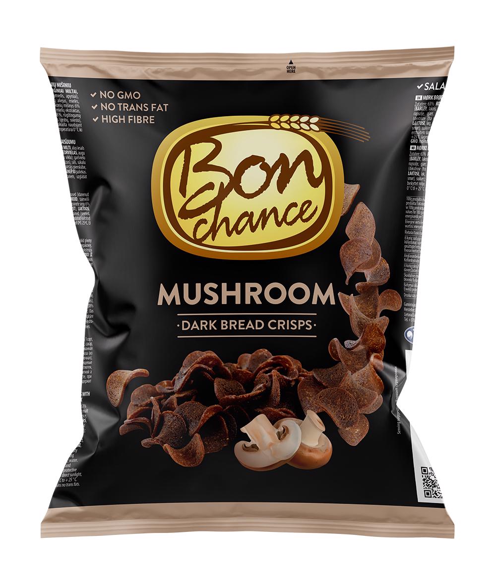 BON CHANCE MUSHROOM Flavor Baked Dark Bread Crisps Bag Snacks 120g 4.2oz