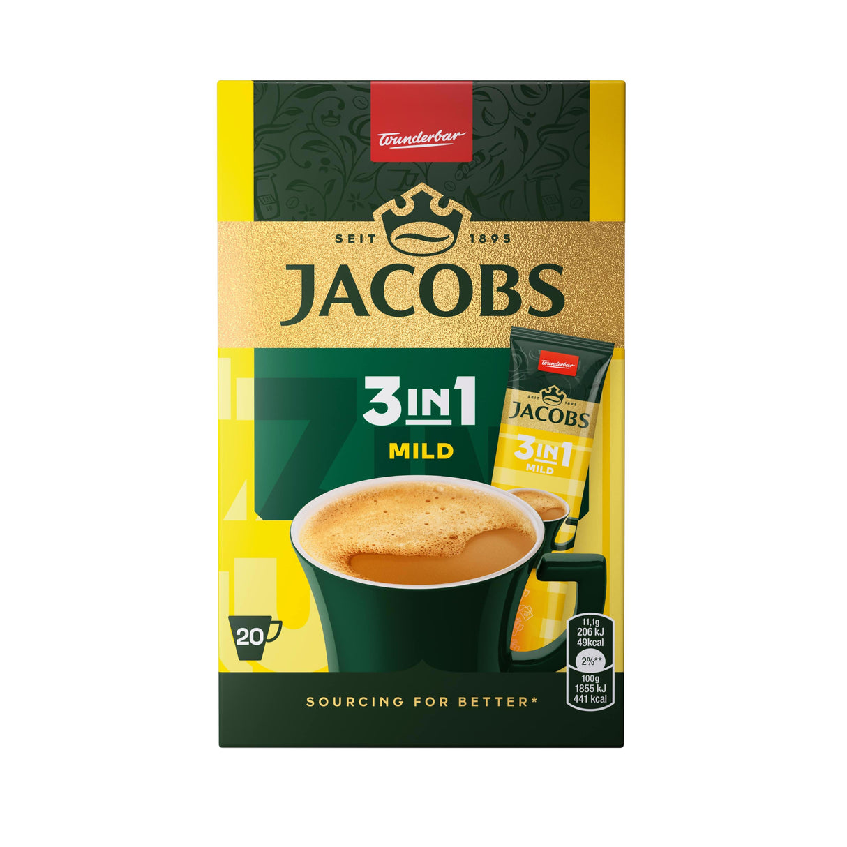 JACOBS MILD 3in1 Instant Coffee Sticks (20 sticks) 222g